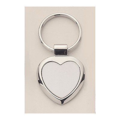 Polished Silver Key Ring w/Matte Silver Engravable Insert