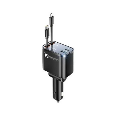 4" 1 Fast Charging 69W Retractable Car Charger