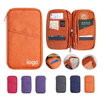 Nylon Rfid Travel Passport Wallet W/ Front Pocket