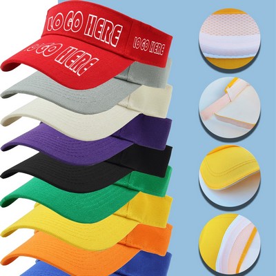 100% Cotton Adjustable Sports Sun Visor Hats