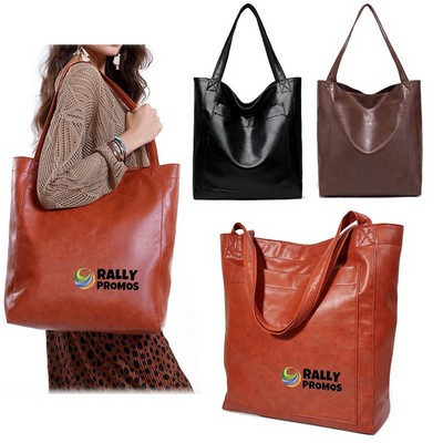 Large Capacity Vintage Leather Tote Bag For Women