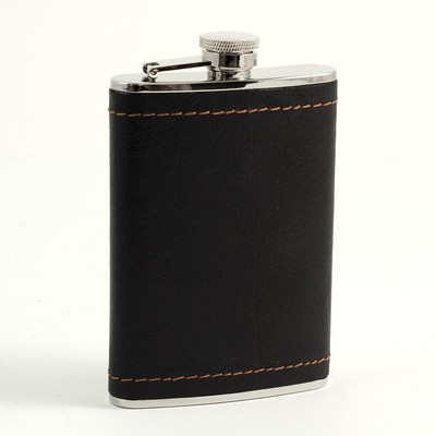8 Oz. Black Leather Flask