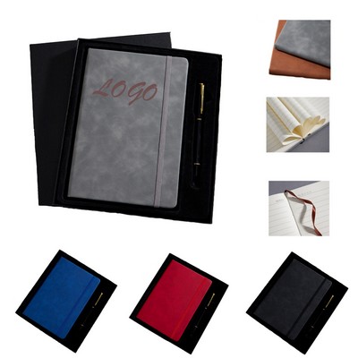 A5 Strap Pen Loop Business PU Leather Notebook Gift Set for Office Meetings