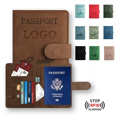 PU Leather Rfid-Blocking Passport Cover