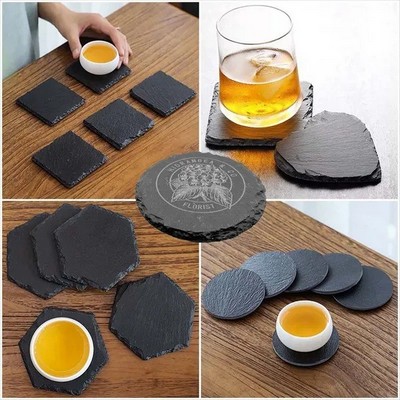 Natural Stone slate Bar Coaster Resistant Laser Engraving