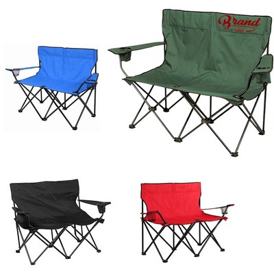 2 Person Folding Camping Chair With Cupholder
