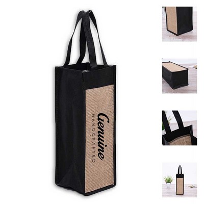 Jute Non-woven Wine Bottle Tote Bag