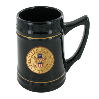 Black Ceramic Tankard Mug with 2" U.S. Army Insert