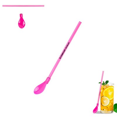 Plastic Snow Cone Spoon with Straw