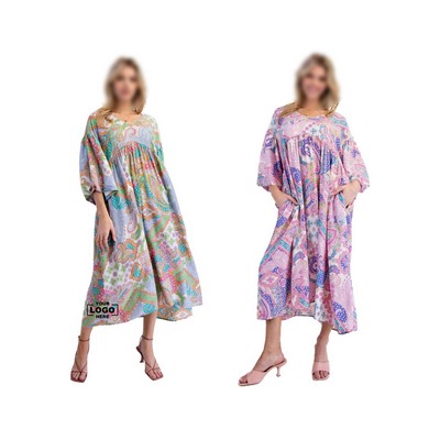 Ethnic V-Neck Maxi Dress