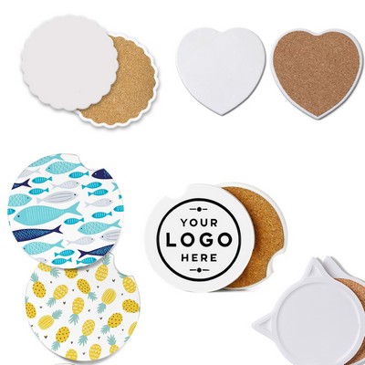 Absorbent Ceramic Coaster With Cork Base