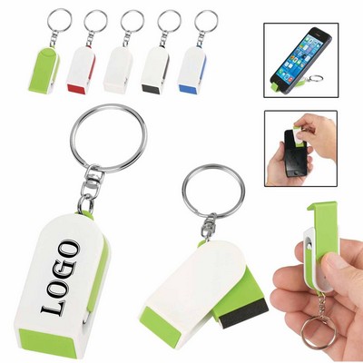 3 In 1 Promo Phone Stand And Screen Cleaner Combo Keychain
