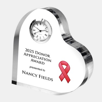 Color Imprinted Acrylic Heart Keepsake Clock