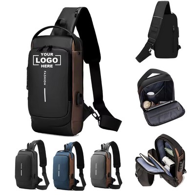 Tech-Savvy USB Portable Outdoor Cross-Body Chest Bag for Men