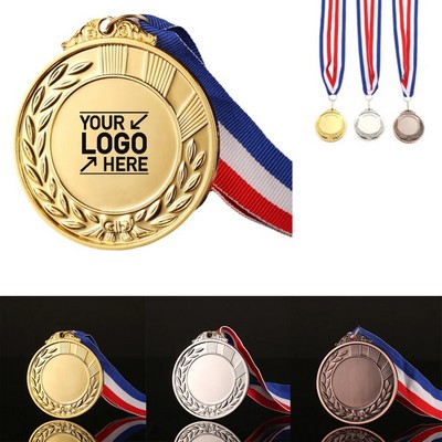 Metal Match Award Medal with Neck Ribbon for Sports