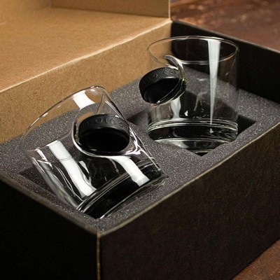 Hockey Puck Embedded Wine Glass Gift Set