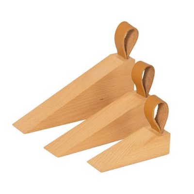 Wooden Door Stopper with Leather Handle