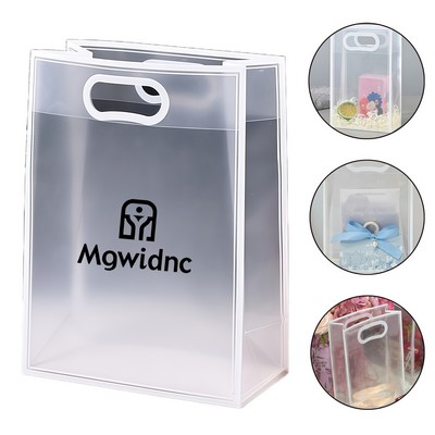 Matte White Gift Bags for Cosmetics Wedding Favors Handheld Plastic Tote