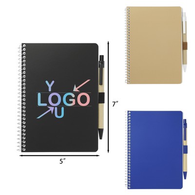 5 Inches x 7 Inches Eco Spiral Notebook with Pen
