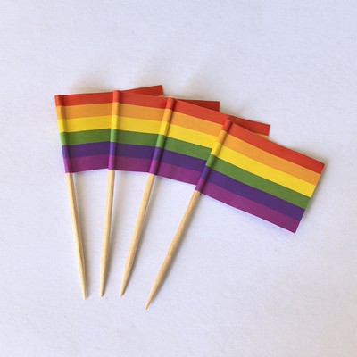 Custom 2.6 inches L Paper Rainbow Cocktail Picks Cheese Markers
