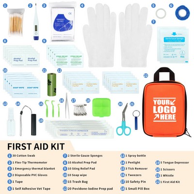 128-Piece Dog Cat Pet First Aid Kit