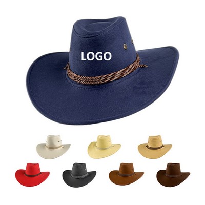 Suede Western Cowboy Hat With Chin Strap