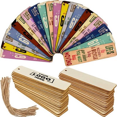 Custom Wooden Bookmark Hanging Tag with Holes and String