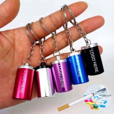 Mini Portable Alloy Ashtray Keychain Pill Container