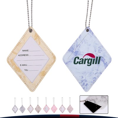 Kelune Diamond-Shaped Marble Pattern PU Leather Luggage Tag