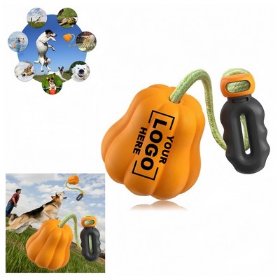 Yellow Pumpkin Squeaky Chew Toy with Drawstring for Large Dogs