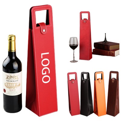 Luxury Faux Leather Single Bottle Wine Bag
