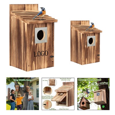 Wooden Bird Nest House Feeder
