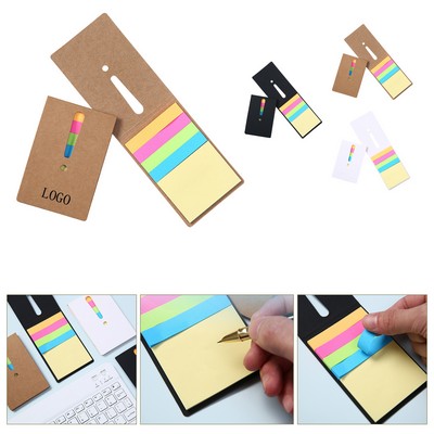 Compact Sticky Memo Pad Set w/ Kraft Cover