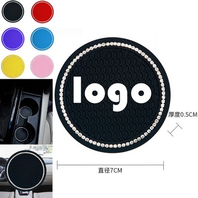 2.75" Universal Bling Car Cup Holder Coaster – Silicone, Crystal Rhinestone, Non-Slip