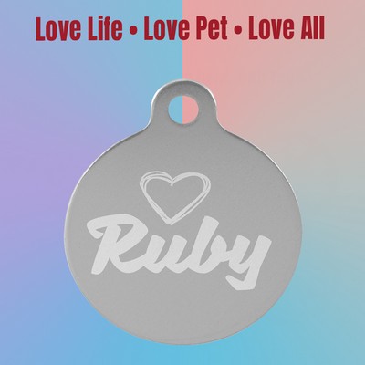 Silver Laserable Anodized Aluminum Round Pet Tag with Tab