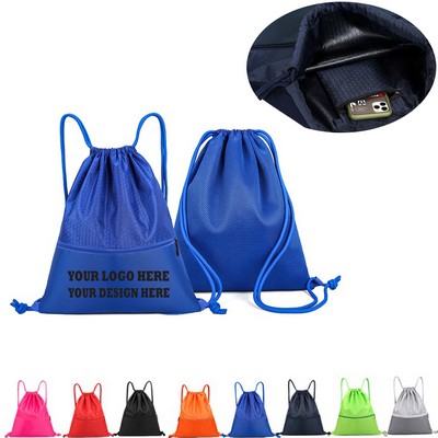 Drawstring Backpack with Front Pocket