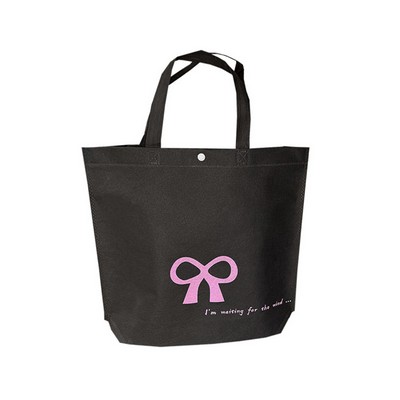 Large Pink Ribbon Non Woven Tote Bag with Handle Button