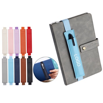 Adjustable Leather Notebook Pen Holder
