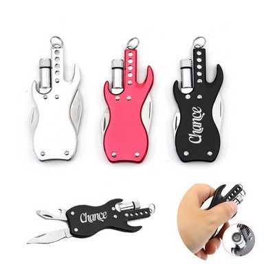 3in1 Custom Guitar Shaped Multi Tool Keychain With Led Light