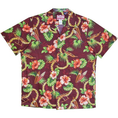 Hawaiian Shirt - 100% Cotton Poplin w/Coconut Buttons & Short Sleeves