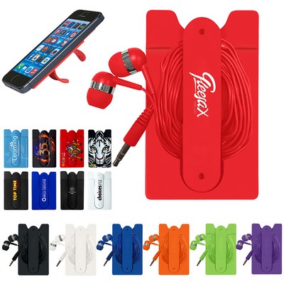 Silicone Phone Wallet With Earbuds