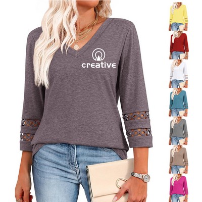Casual Crewneck Womens Tops