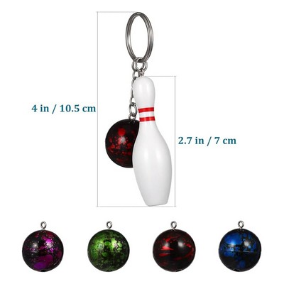 Sports Mini Bowling Ball And Pin Keychains