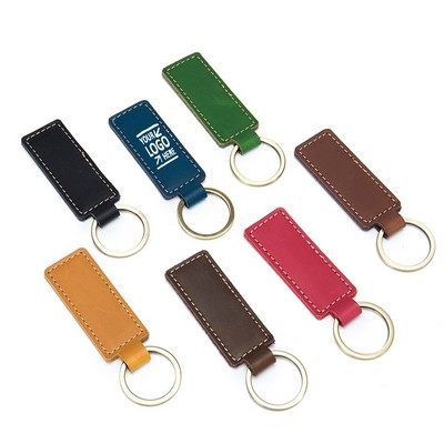 Split Leather Keychain with Buckle Ring