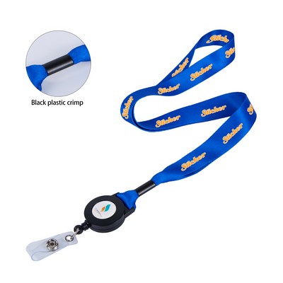 3/4" Dye-Sublimated Lanyard Badge Reel Combo W/Plastic Crimp
