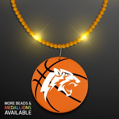 LED Bead Necklaces with Basketball Medallions - BLANK