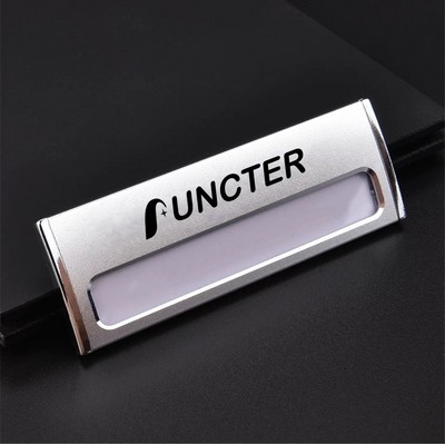 Professional Aluminum Alloy Name Tags Nameplate Badge with Safety Pin & Window #1
