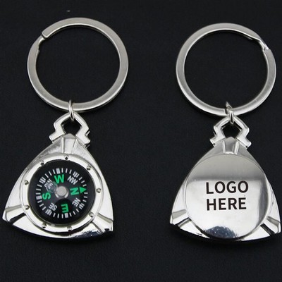 Triangular Zinc Alloy Compass Keyring