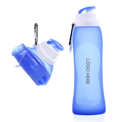 Collapsible Portable Food Grade Silicone Water Bottle High Temperature Resistant Sports Cup 500ML
