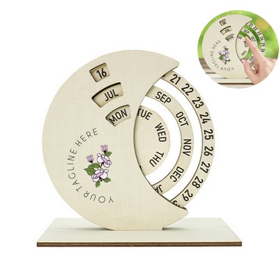 Wooden Disc Perpetual Calendar Home Office Decor